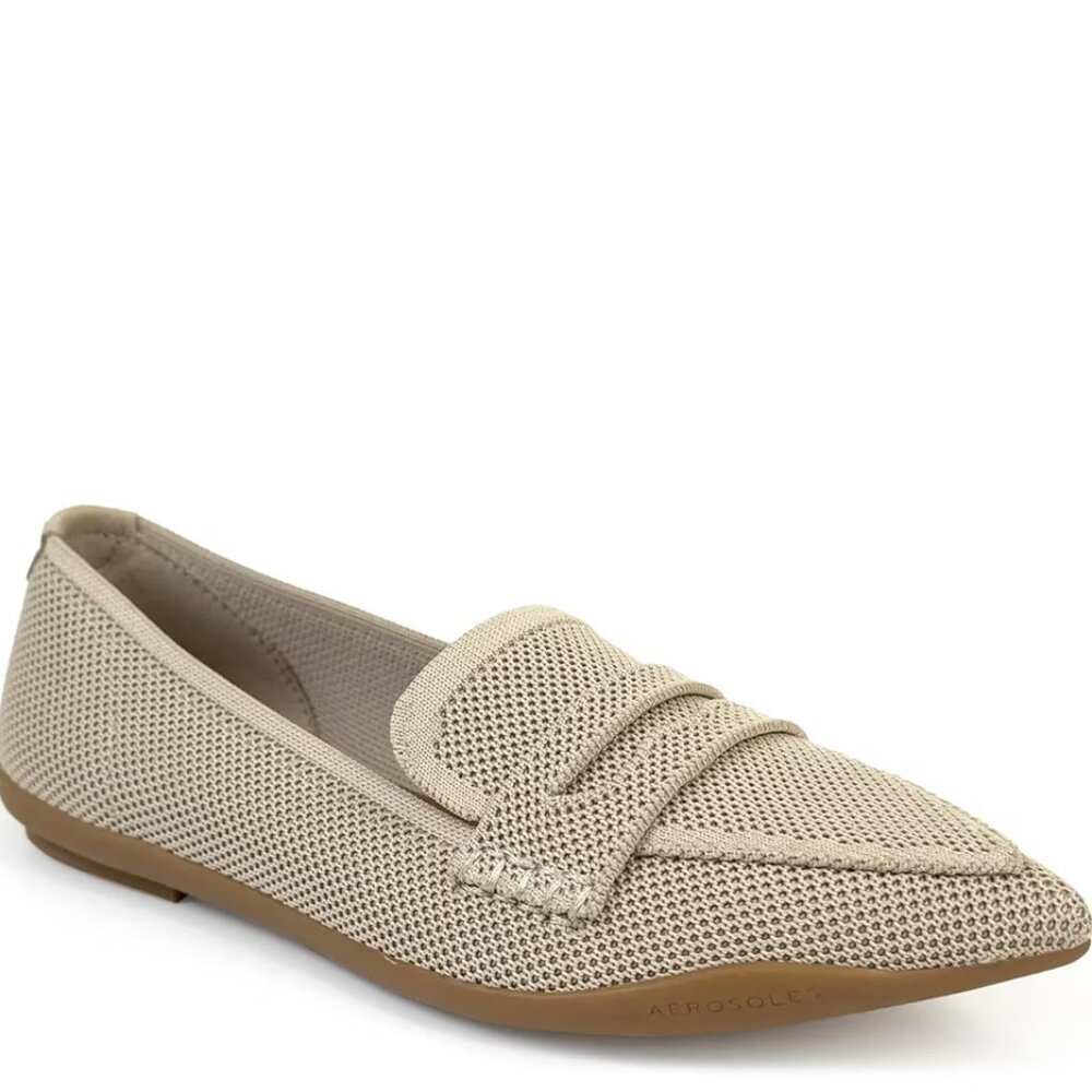 New Aerosoles Davien Knit Loafer Flat Beige Natural Pointed Toe Size 8 $99 - Picture 2 of 5